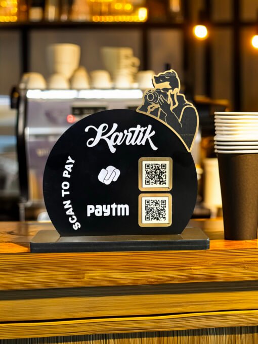 Custom Acrylic Paytm QR Code Stand – Personalized Name & Logo