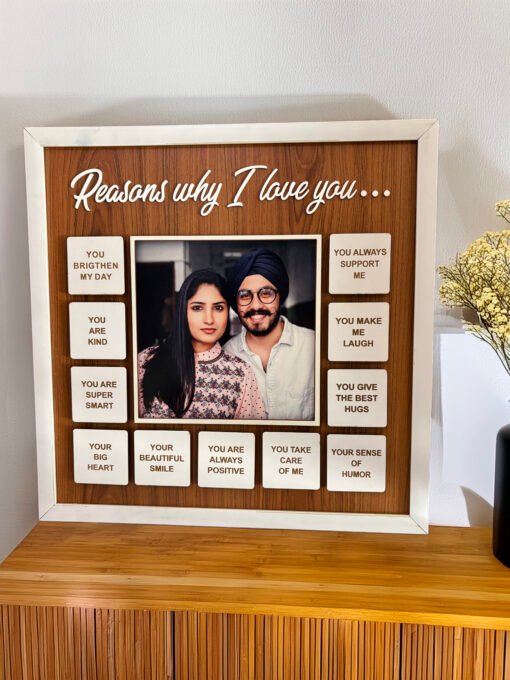 Personalized "Reasons Why I Love You" Wooden Photo Frame