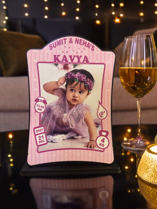 Personalized Baby Birth Details Photo Plaque – Custom Name & Picture Frame