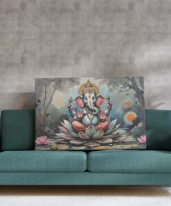 Lord Ganesha Modern Art Canvas Wall Painting – Lotus Sitting Design