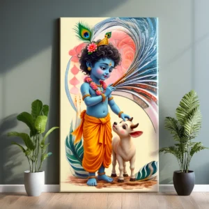Krishna Anime Style Canvas Wall Art – Modern Spiritual Artwork for Home & Décor