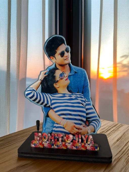 Personalized Couple Photo LED Stand with Name