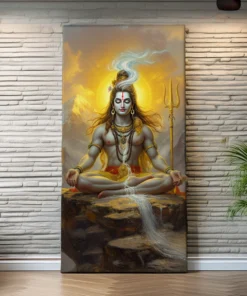 “Lord Shiva Canvas Wall Art – Abstract Spiritual Painting for Home & Temple Décor”