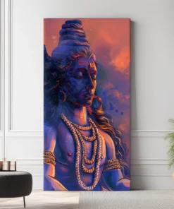Alternative view of Lord Shiva Watercolor Canvas Wall Art – Spiritual Painting for Home & Temple Decor