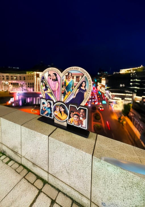 Personalized MOM Heart-Shaped Photo Collage Table Stand - Image 3