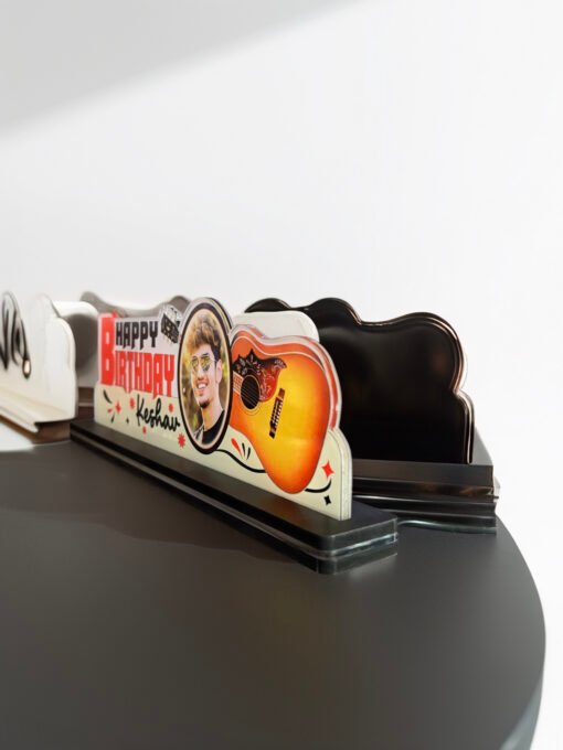 Happy Birthday Guitar-Themed Wooden Photo Frame – Personalized Name & Picture - Image 2