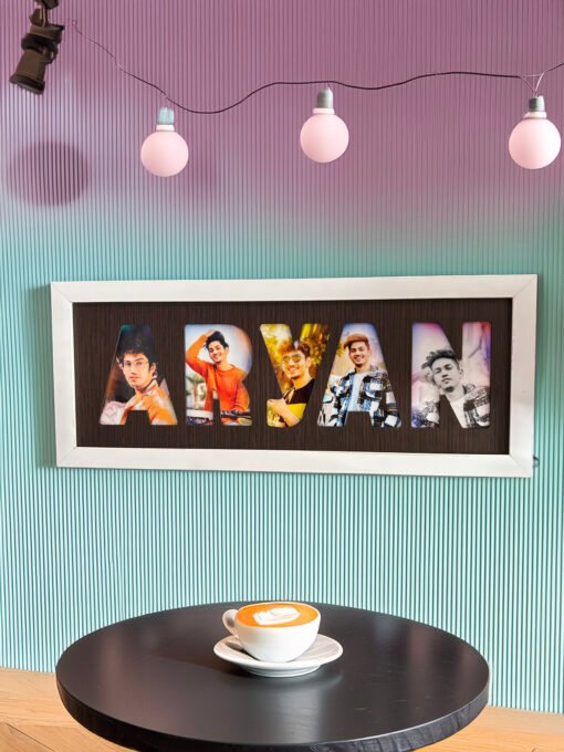 Personalized Photo Collage Name Frame – Custom Letter Cutout Design