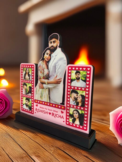Personalized Couple Collage Photo Frame – Made for Each Other Design - Image 3