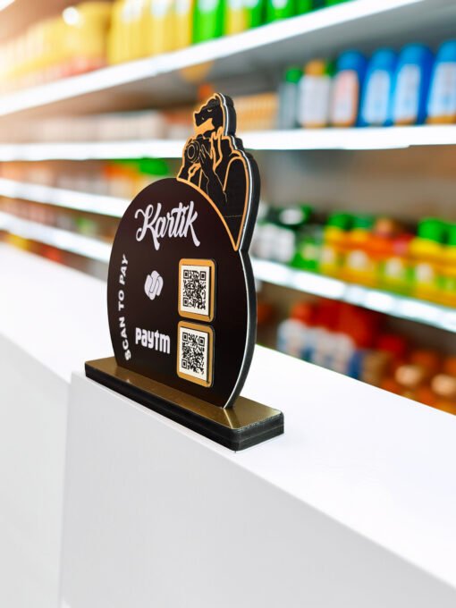Custom Acrylic Paytm QR Code Stand – Personalized Name & Logo - Image 3