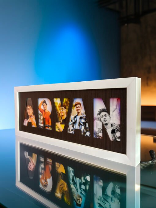 Personalized Photo Collage Name Frame – Custom Letter Cutout Design - Image 3