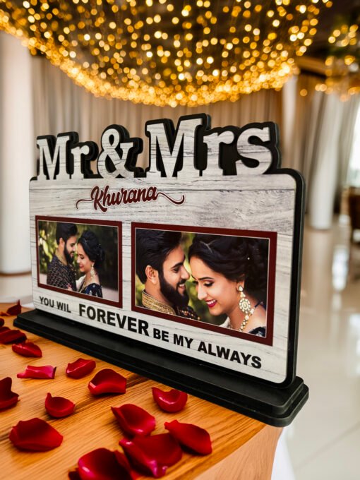 Personalized Mr & Mrs Photo Frame with Couple Pictures – Custom Surname Design – Romantic Gift for Anniversary, Wedding, or Valentine’s Day - Image 4