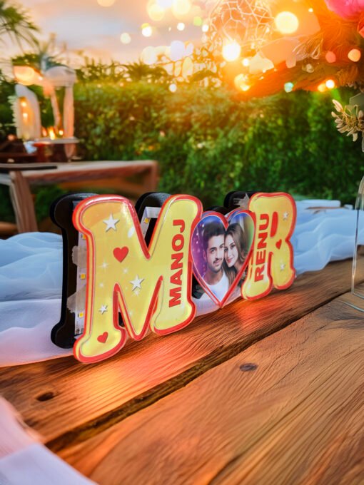 Custom Couple Name LED Photo Frame – Heart Shape with Initial Letters – Personalized Gift for Wedding, Anniversary & Valentine’s Day - Image 4