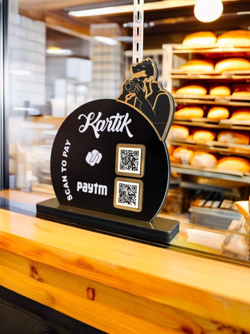 Custom Acrylic Paytm QR Code Stand – Personalized Name & Logo - Image 4