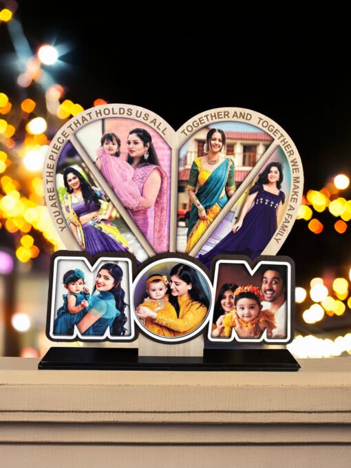 Personalized MOM Heart-Shaped Photo Collage Table Stand - Image 5