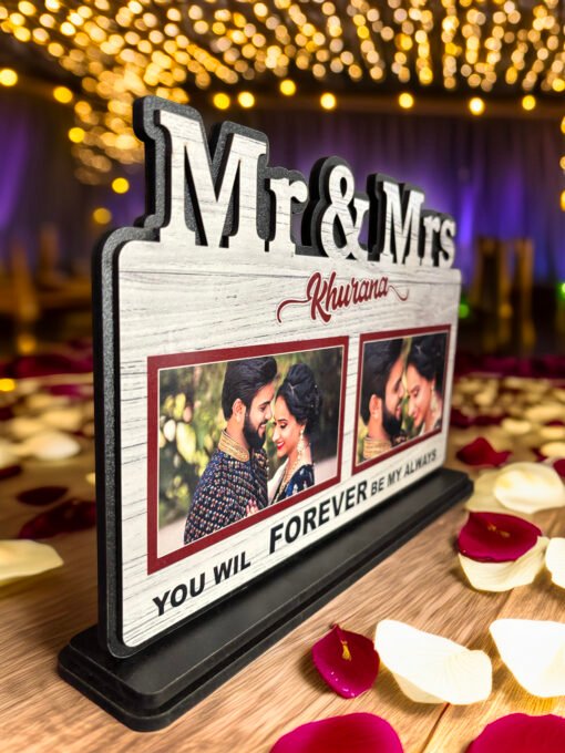 Personalized Mr & Mrs Photo Frame with Couple Pictures – Custom Surname Design – Romantic Gift for Anniversary, Wedding, or Valentine’s Day - Image 5