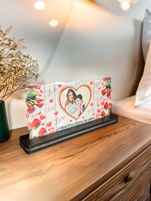 Personalized Heart-Shaped Acrylic Couple Photo Frame – Romantic Table Decor - Image 4