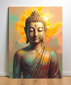 Lord Buddha Wall Art | Spiritual Abstract Canvas Painting for Home, Living Room & Meditation Space (All Sizes Available)