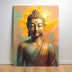Lord Buddha Wall Art | Spiritual Abstract Canvas Painting for Home, Living Room & Meditation Space (All Sizes Available)