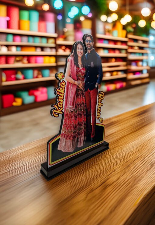 Custom Couple Photo Stand – Personalized Wooden Cutout with Print - Image 5