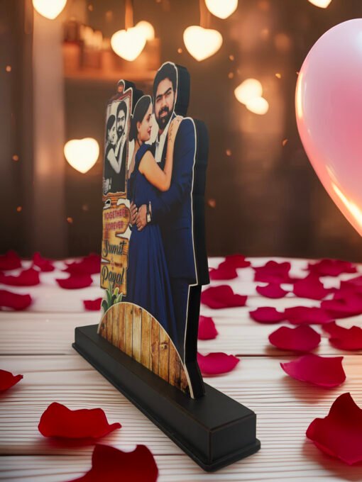 Custom Romantic Couple Photo Stand – “Together Forever” Wooden Table Decor - Image 5