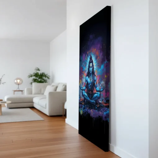 Lord Shiva Meditation Wall Art | Colorful Abstract Canvas Painting for Home & Living Room Decor (All Sizes Available) - Image 2