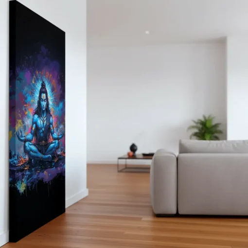 Lord Shiva Meditation Wall Art | Colorful Abstract Canvas Painting for Home & Living Room Decor (All Sizes Available) - Image 5