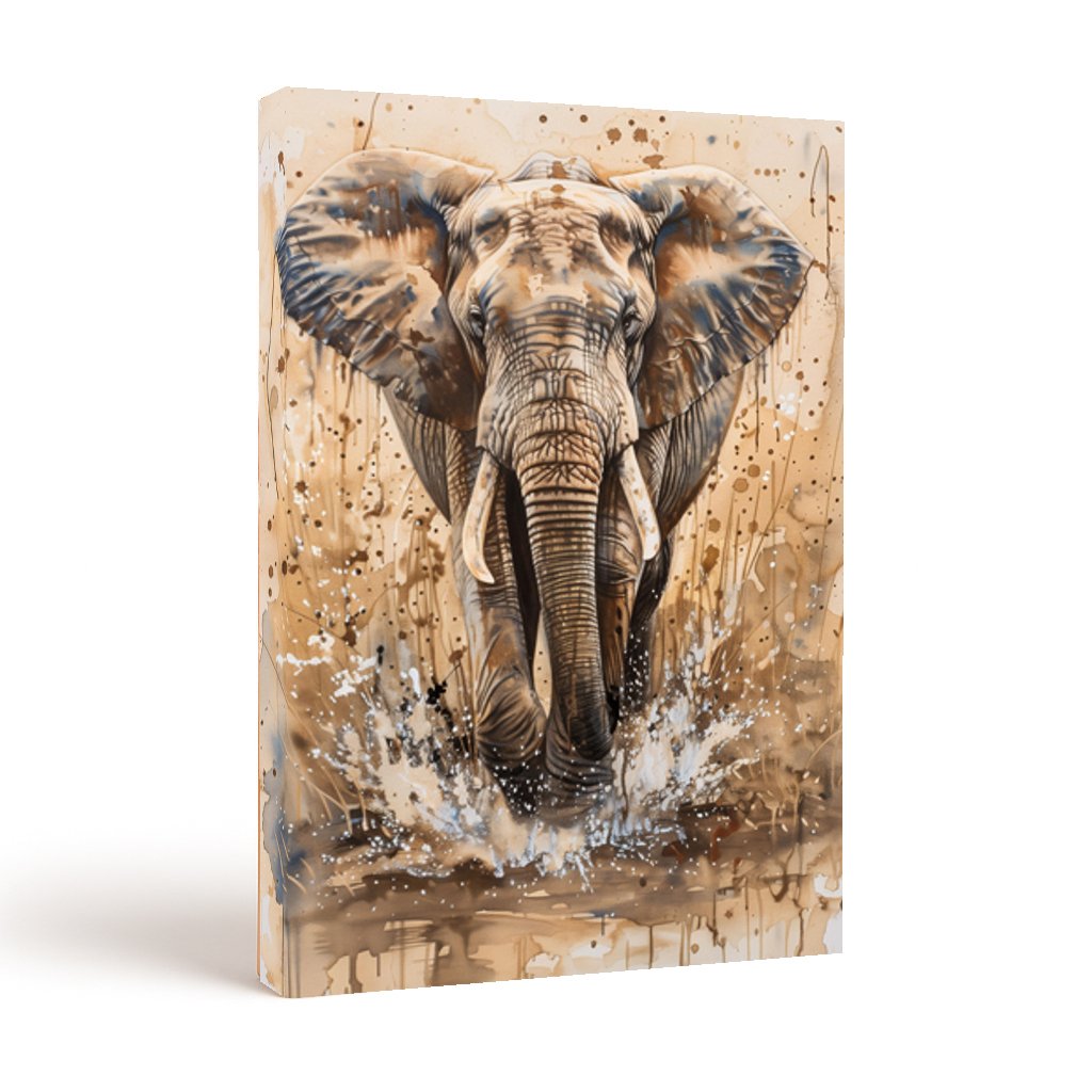 Majestic Elephant Splash Canvas Wall Art - Image 6