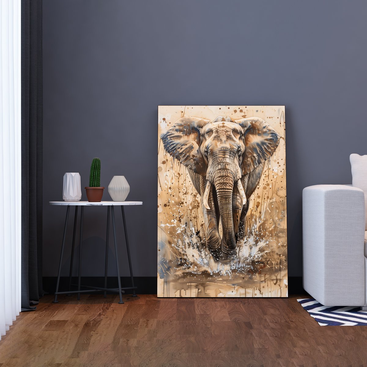 Majestic Elephant Splash Canvas Wall Art - Image 5
