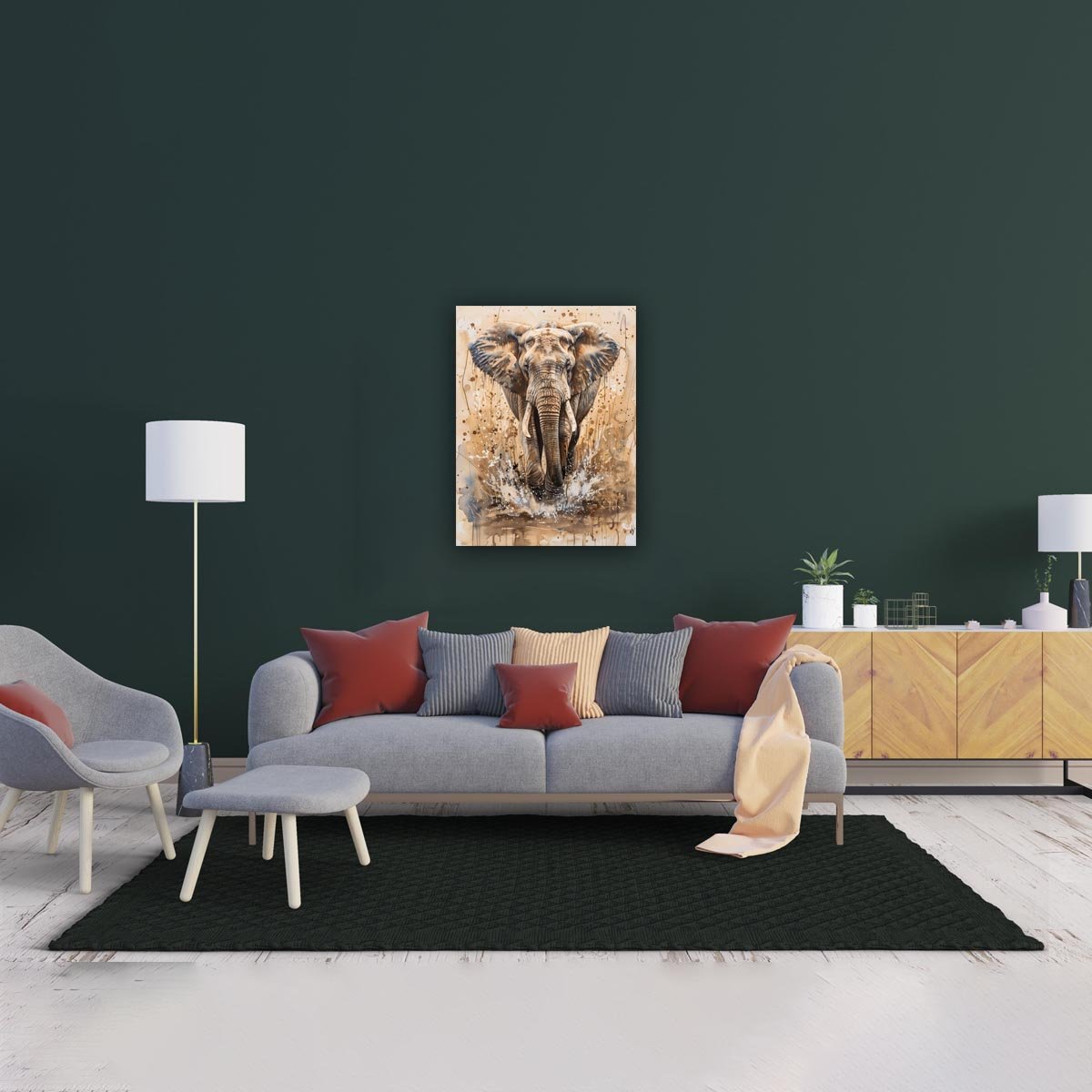 Majestic Elephant Splash Canvas Wall Art - Image 10