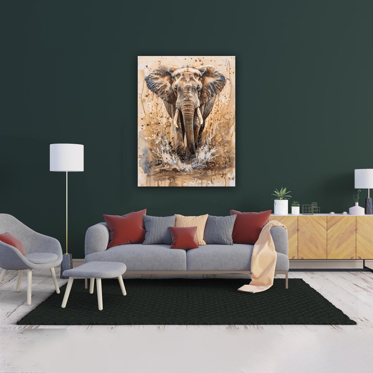 Majestic Elephant Splash Canvas Wall Art - Image 8