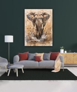 Majestic Elephant Splash Canvas Wall Art