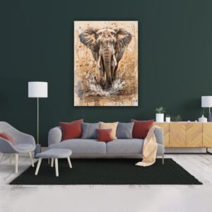 Majestic Elephant Splash Canvas Wall Art