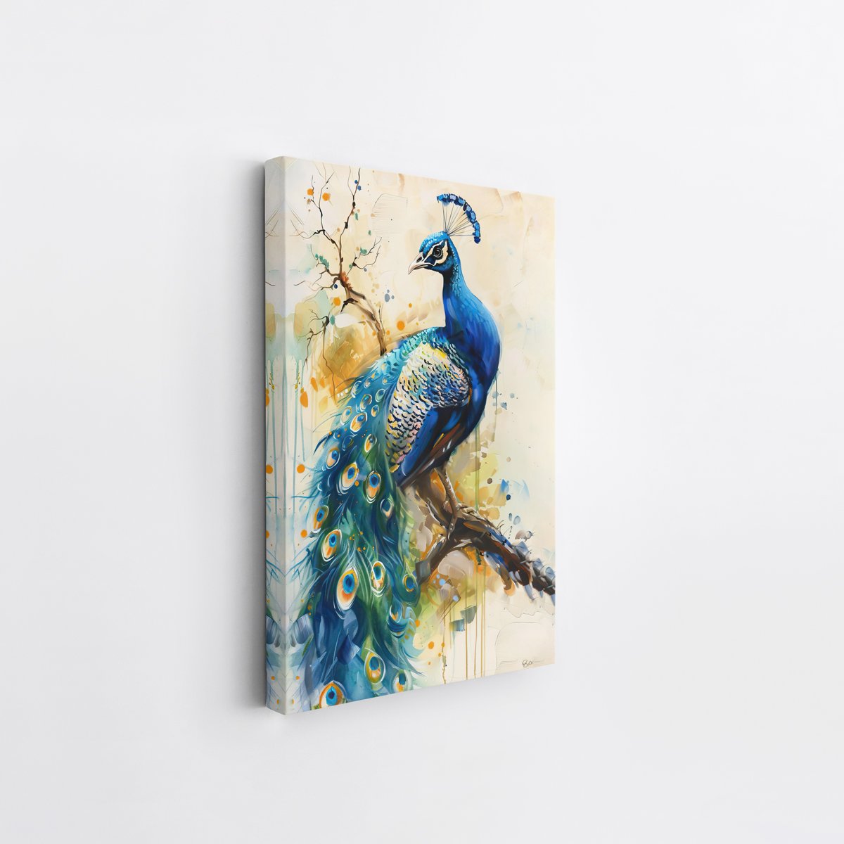 Majestic Peacock Canvas Wall Art – Vibrant Abstract Nature Painting for Home & Office Décor - Image 6