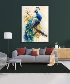 Majestic Peacock Canvas Wall Art – Vibrant Abstract Nature Painting for Home & Office Décor
