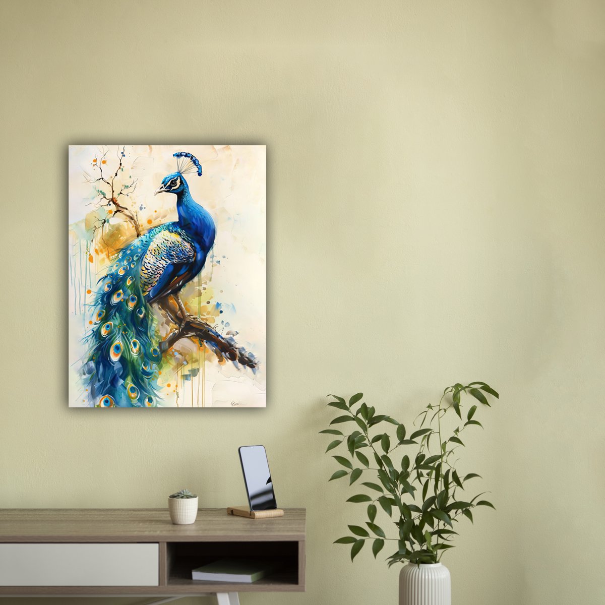 Majestic Peacock Canvas Wall Art – Vibrant Abstract Nature Painting for Home & Office Décor - Image 11
