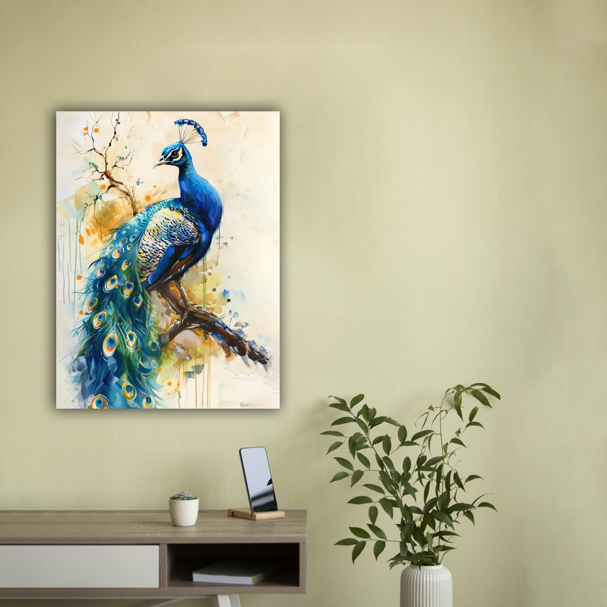 Majestic Peacock Canvas Wall Art – Vibrant Abstract Nature Painting for Home & Office Décor - Image 9