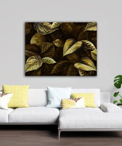 Alternative view of Luxury Golden Leaf Wall Art | Modern Canvas Painting for Living Room, Bedroom & Office Decor