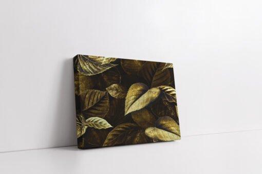 Luxury Golden Leaf Wall Art | Modern Canvas Painting for Living Room, Bedroom & Office Decor - Image 5