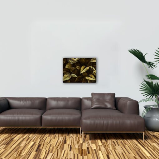 Luxury Golden Leaf Wall Art | Modern Canvas Painting for Living Room, Bedroom & Office Decor - Image 11