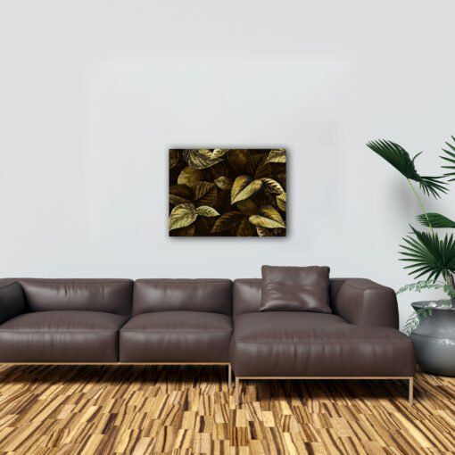 Luxury Golden Leaf Wall Art | Modern Canvas Painting for Living Room, Bedroom & Office Decor - Image 10
