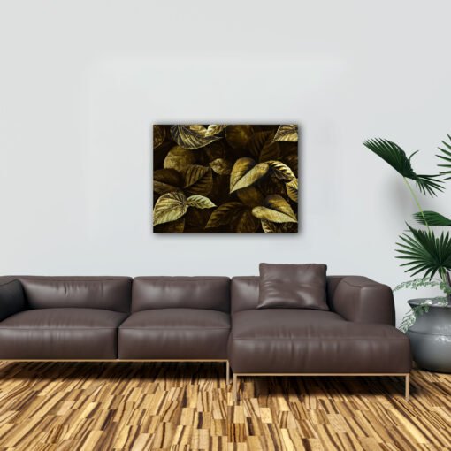 Luxury Golden Leaf Wall Art | Modern Canvas Painting for Living Room, Bedroom & Office Decor - Image 12