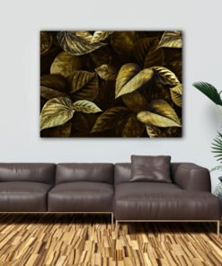 Luxury Golden Leaf Wall Art | Modern Canvas Painting for Living Room, Bedroom & Office Decor