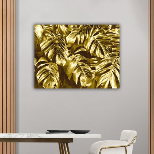 Luxury Golden Leaf Wall Art | Modern Canvas Painting for Living Room, Bedroom & Office Decor (Copy) - Image 5