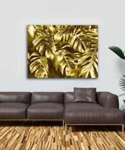 Alternative view of Luxury Golden Leaf Wall Art | Modern Canvas Painting for Living Room, Bedroom & Office Decor (Copy)