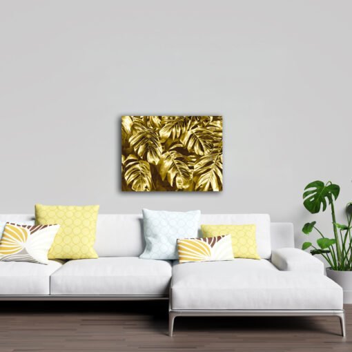 Luxury Golden Leaf Wall Art | Modern Canvas Painting for Living Room, Bedroom & Office Decor (Copy) - Image 10