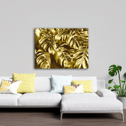 Luxury Golden Leaf Wall Art | Modern Canvas Painting for Living Room, Bedroom & Office Decor (Copy) - Image 12