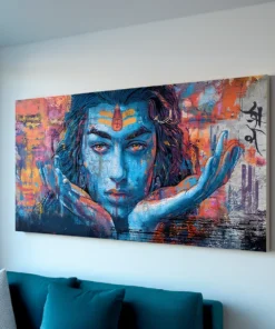 Shiva Watercolor Abstract Canvas Wall Art – Modern Spiritual Home & Office Decore