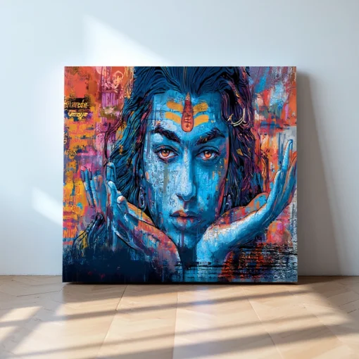 Shiva Watercolor Abstract Canvas Wall Art – Modern Spiritual Home & Office Decore - Image 3