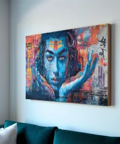 Alternative view of Shiva Watercolor Abstract Canvas Wall Art – Modern Spiritual Home & Office Decore