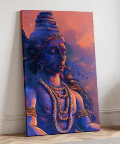 Lord Shiva Watercolor Canvas Wall Art – Spiritual Painting for Home & Temple Decor